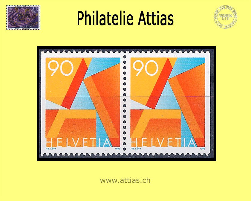 CH 1995 887H3 Dauermarke A-Post, Paar aus MH  Postfrisch