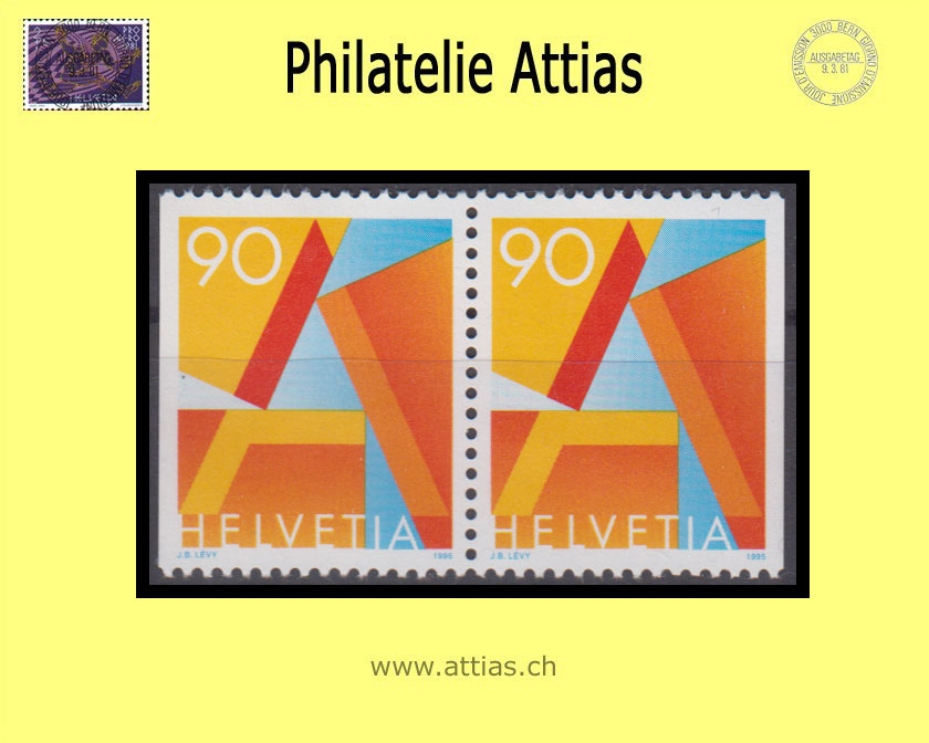 CH 1997 887AH3 Dauermarke A-Post, Faserpapier, Paar aus MH  Postfrisch