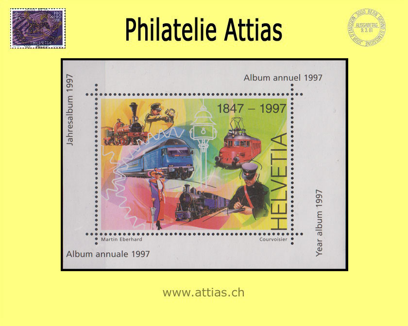 CH 1997 Vignette aus Jahresalbum PTT - Eisenbahn