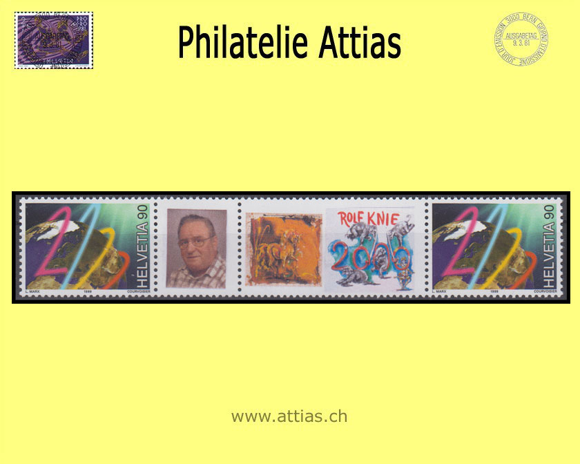CH 1999 S80B Millenium mit frei gewähltem Bild und Text Zwischensteg Postfrisch
