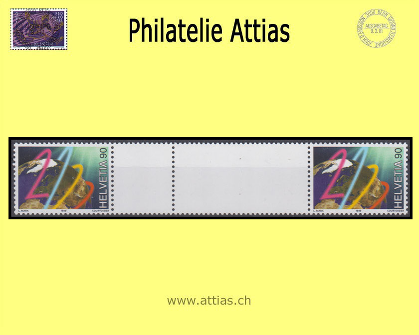 CH 1999 S80C Millenium ohne Bild und Text Zwischensteg  Postfrisch