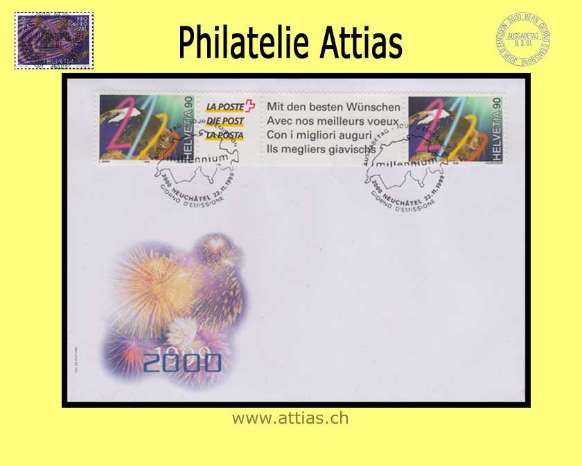 CH 1999 FDC Millennium Connected Stamps Post ill.no addr. C6