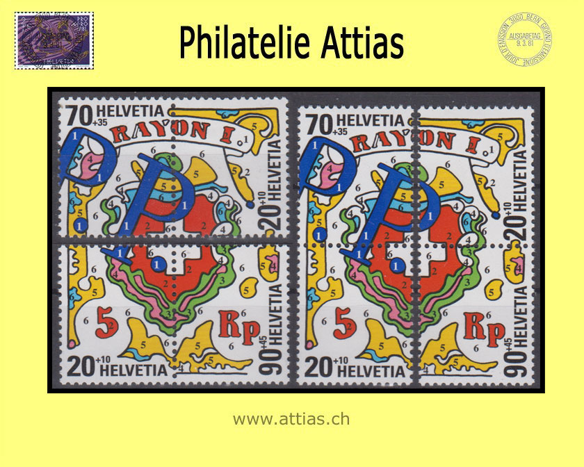 CH 2000 Z124-Z127 Naba II 2000 St.Gallen zusammenhängende Werte aus Block  Postfrisch