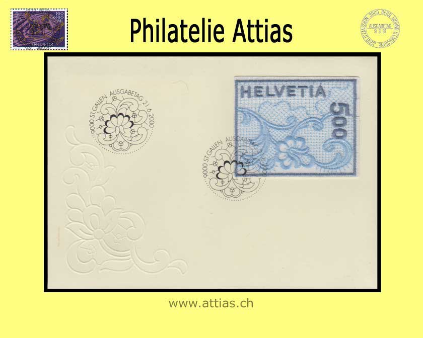 CH 2000 998 NABA St.Gallen 2000 - Stickereimarke FDC ill .o.Adr.