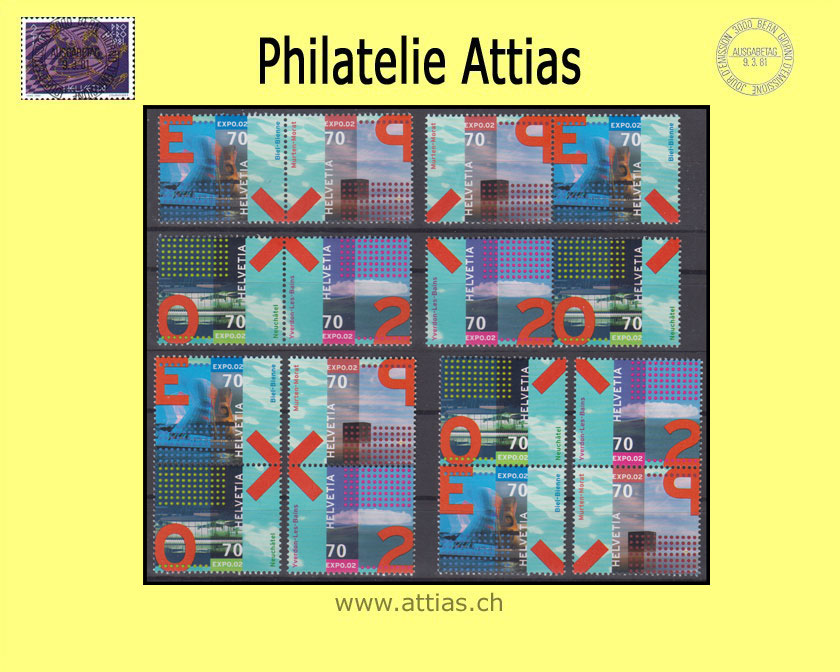 CH 2002  Z132-Z139 Expo.02 zusammenhängende Werte  Postfrisch