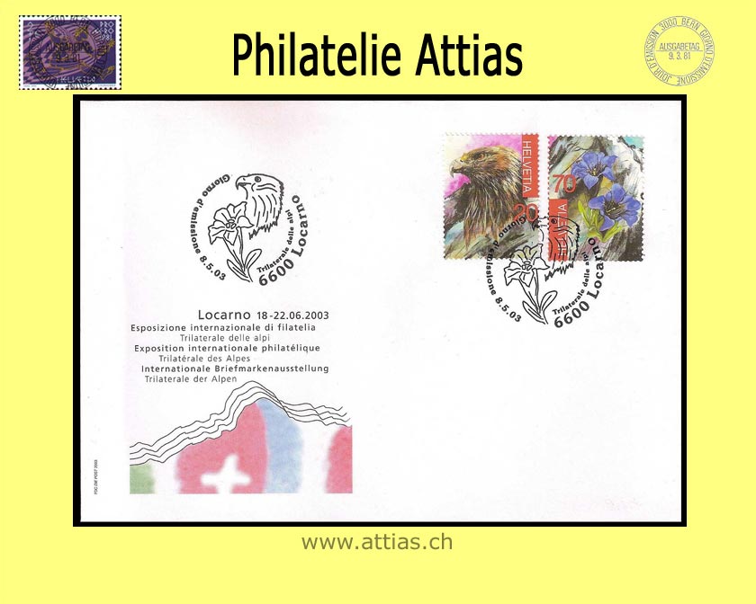 CH 2003 FDC Bloc Ticino single stamps