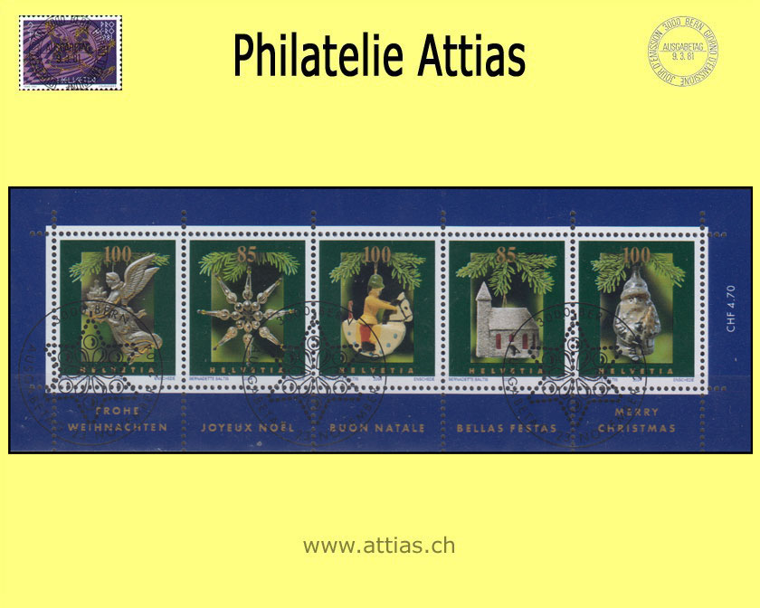 CH 2004 1146 (Bl.37) Block Weihnachtsmarken ET-Stempel