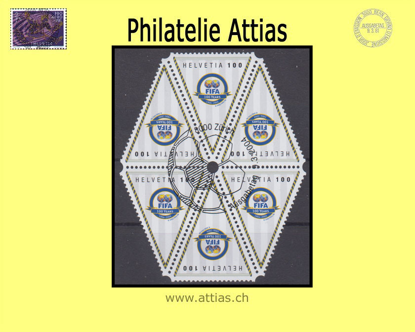 CH 2004 K55-57I 100 Jahre FIFA Herzstück mit ET-Vollstempel