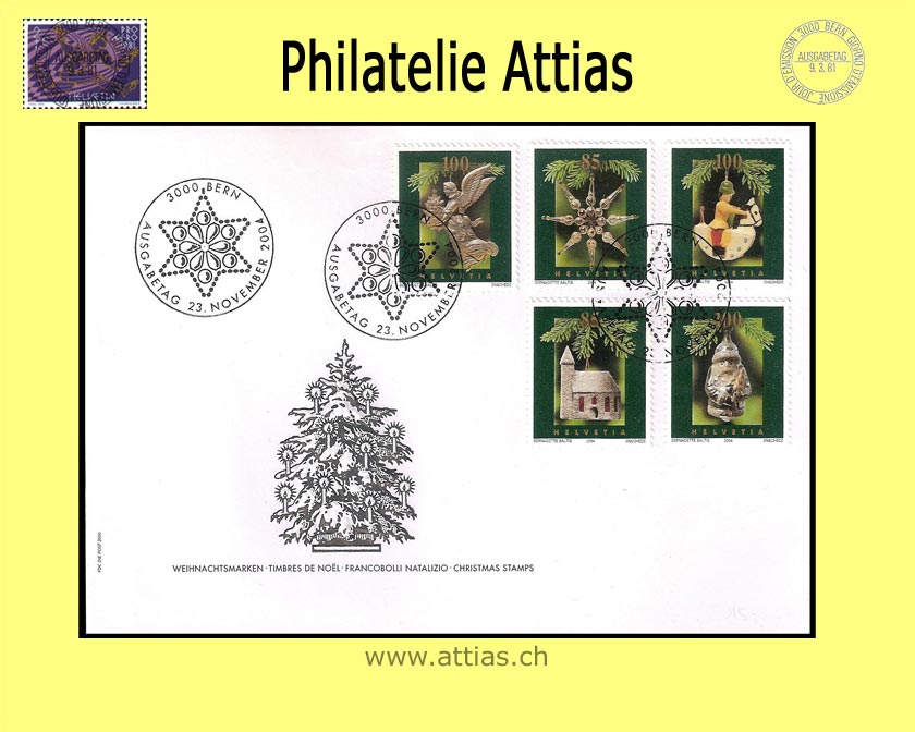 CH 2004 FDC Block Weihnachten Einzelmarken