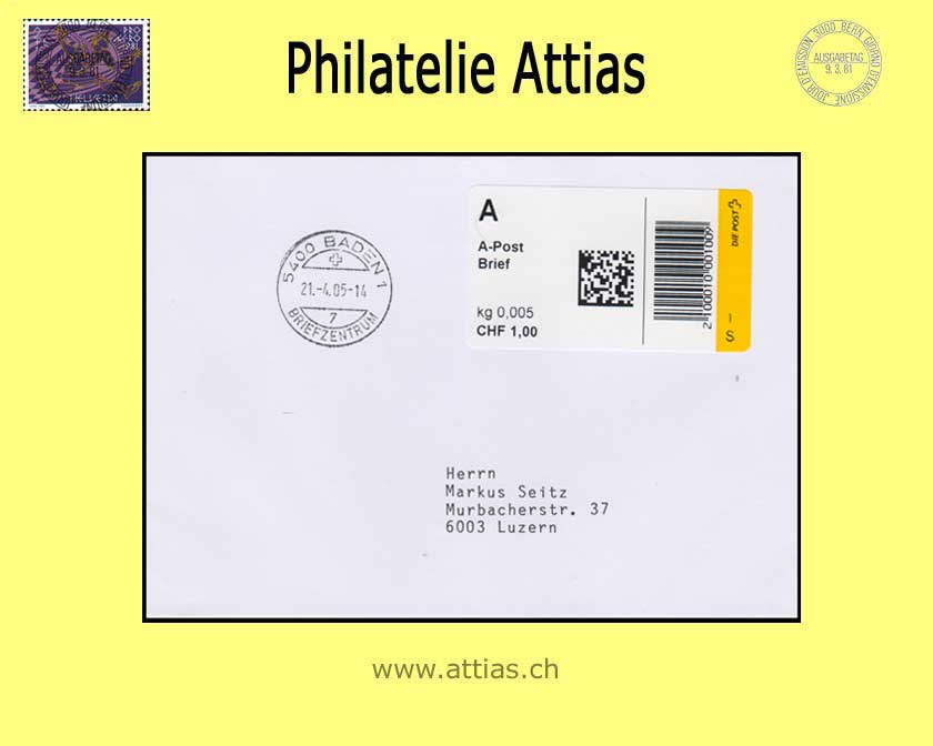 CH 2005 AFS 2.1 SIELAFF Selbstbedienungsgerät DIE POST,  FDC A-Post Brief