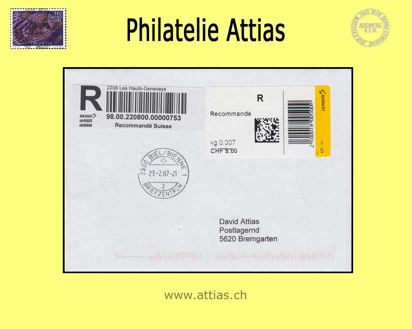 CH 2005 AFS 2.2 SIELAFF self-service device LA POSTE, registered mail Recommandé