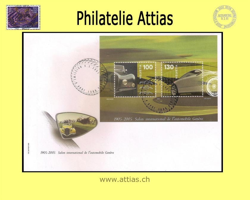 CH 2005 FDC Block Autosalon Genf - Format C6