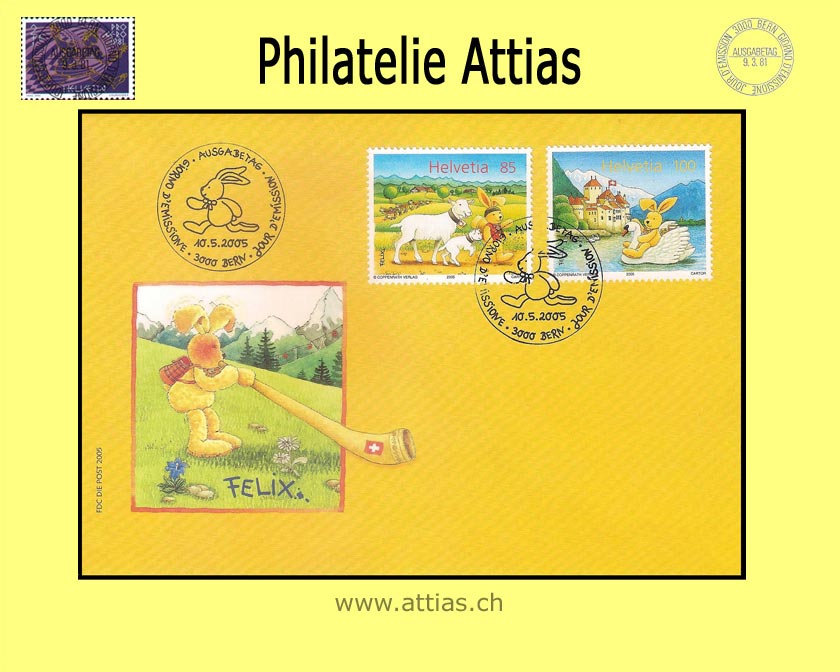 CH 2005 FDC Felix der Hase, Gelber Umschlag