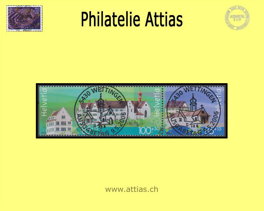 CH 2006 Z161-Z162S NABA Baden I - Zusammenhängende 3er Streifen mit ET-Vollstempel