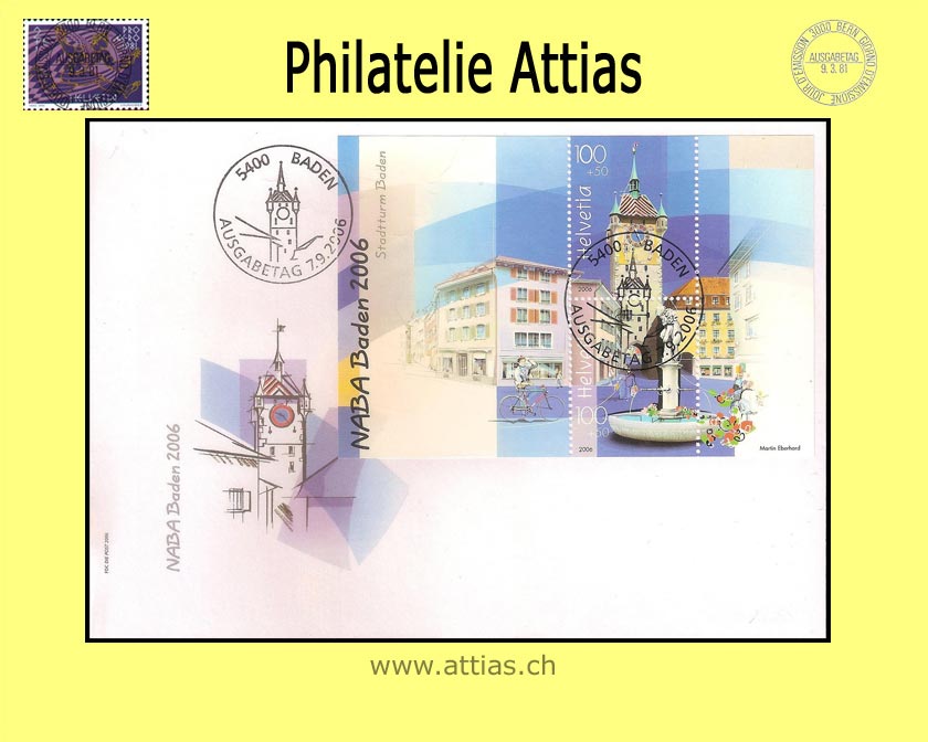 CH 2006 FDC Block Naba Baden II - Format C6