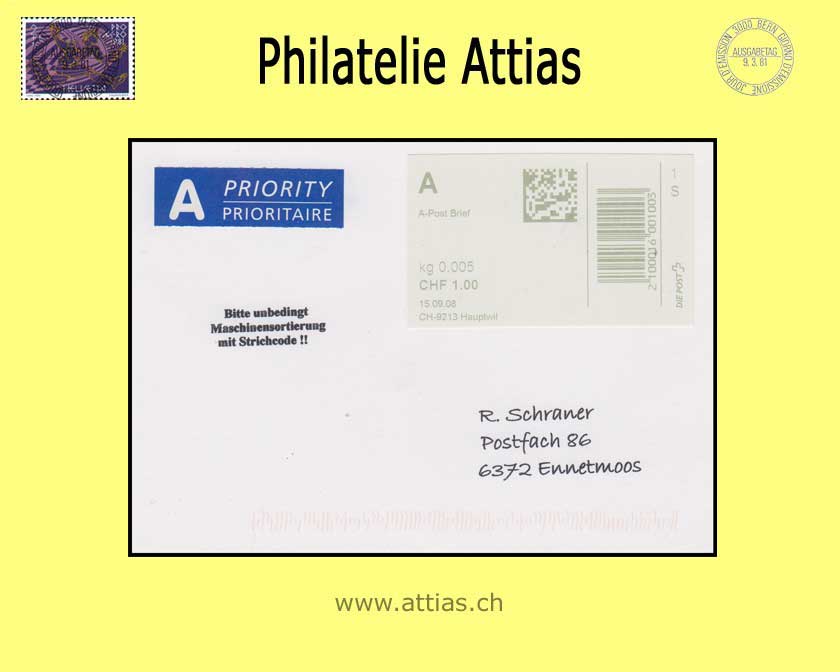 CH 2007 AFS 3.1 PESA Selbstbedienungsgerät DIE POST, A-Post Brief