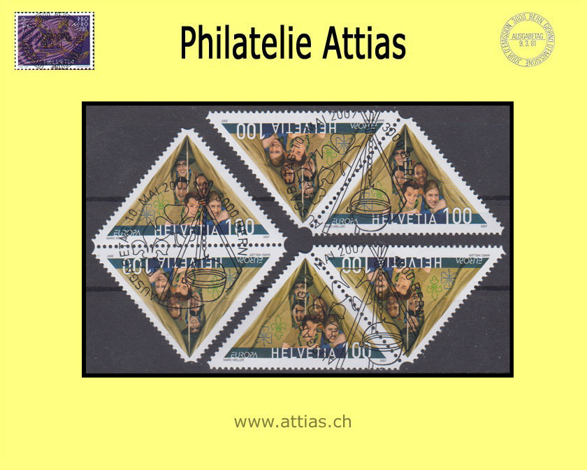 CH 2007 K58-K60 100 Jahre Pfadibewegung, 3 Kehrdrucke mit ET-Vollstempel