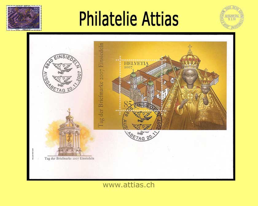 CH 2007 FDC Block Tag der Briefmarke Einsiedeln - Format C6