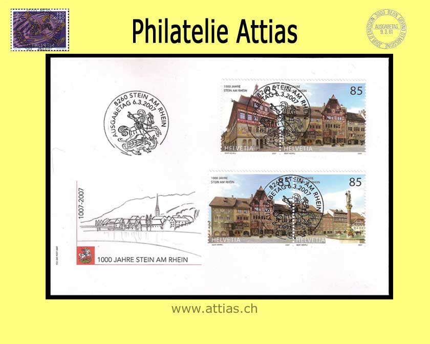 CH 2007 FDC 1000 Jahre Stein am Rhein - Kombinationen 2 Paare