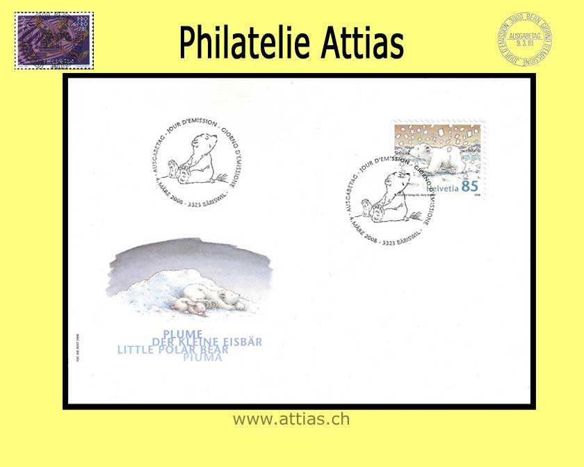 CH 2008 FDC Der kleine Eisbär - Marke aus Markenheft