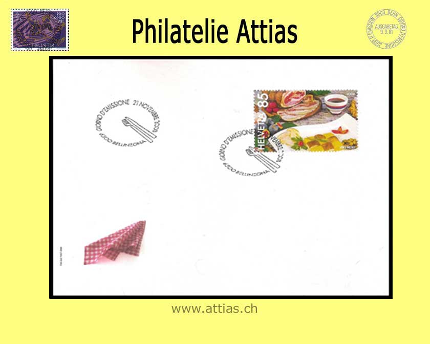 CH 2008 FDC Block Tag der Briefmarke Bellinzona - Einzelmarke