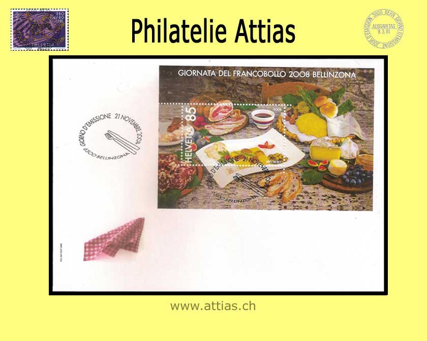 CH 2008 FDC Block Tag der Briefmarke Bellinzona - Format C6