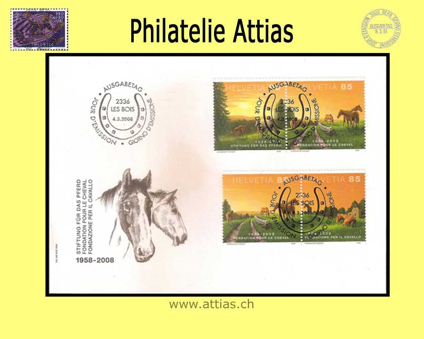 CH 2008 FDC Juralandschaft - Kombinationen 2 Paare