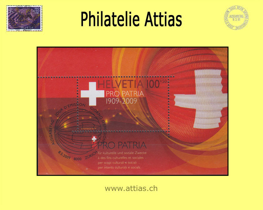 CH 2009 B308 (Bl.44) Bundesfeierblock IV - 100 Jahre Pro Patria ET-Stempel