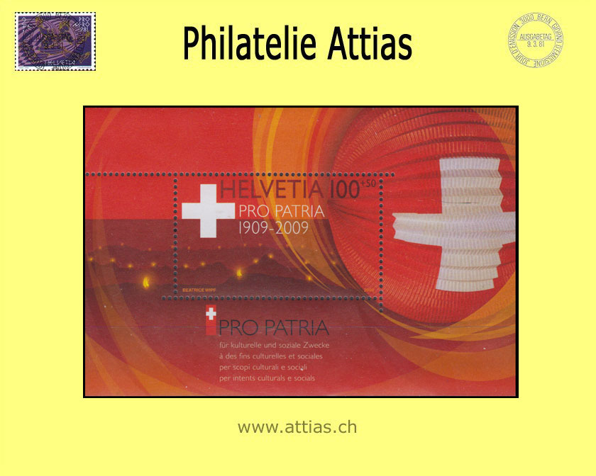 CH 2009 B308 (Bl.44) Bundesfeierblock IV - 100 years Pro Patria  MNH