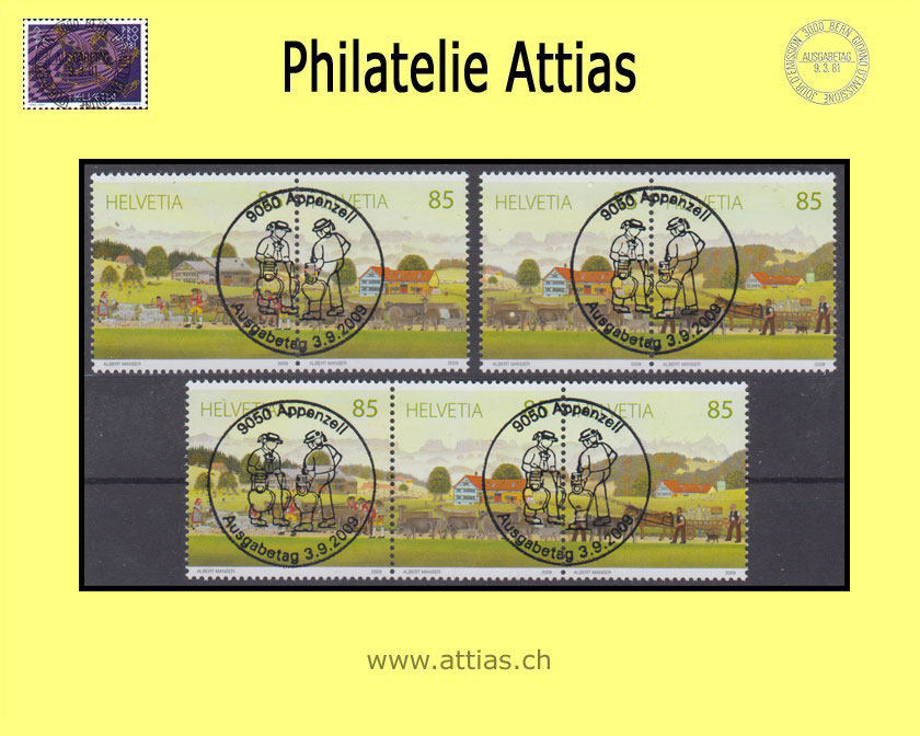 CH 2009 Z176-Z178 Alpabfahrt Serie Zusammenhängende mit ET-Vollstempel