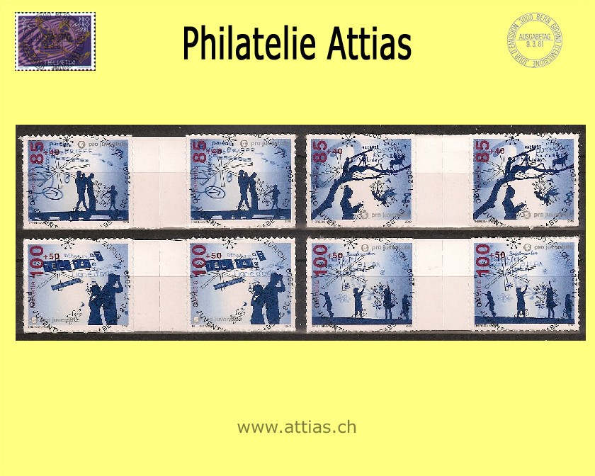 CH 2009 S95-S98 Pro Juventute - 4 Zwischenstege mit ET-Vollstempel