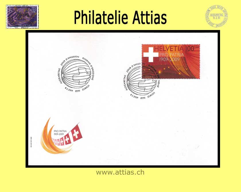 CH 2009 B308A Marke aus Block - 100 Jahre Pro Patria FDC