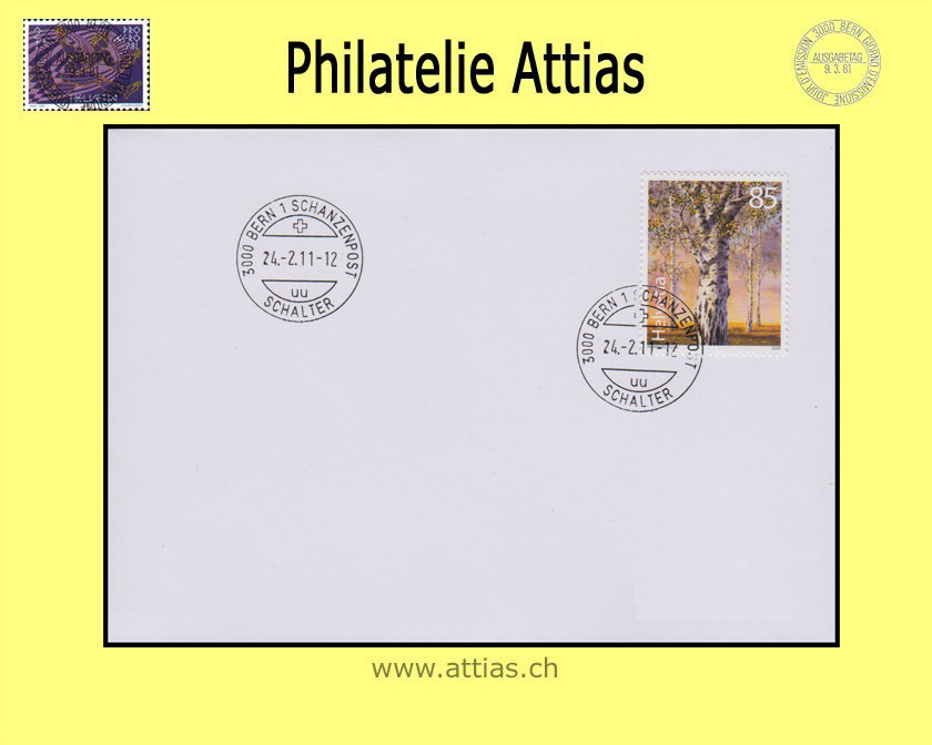 CH 2011 FDC Alte Bäume - Birke (2. Auflage) o.Adr.