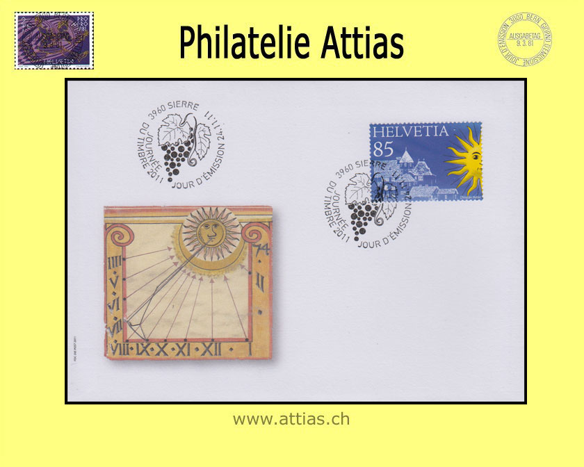 CH 2011 FDC Block Tag der Briefmarke Sierre - Einzelmarke