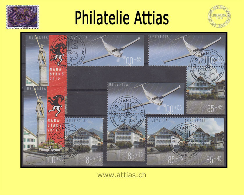 CH 2012 Z199-Z203 NABA 2012 Stans Zusammenhängende Werte aus Block ET-Vollstempel