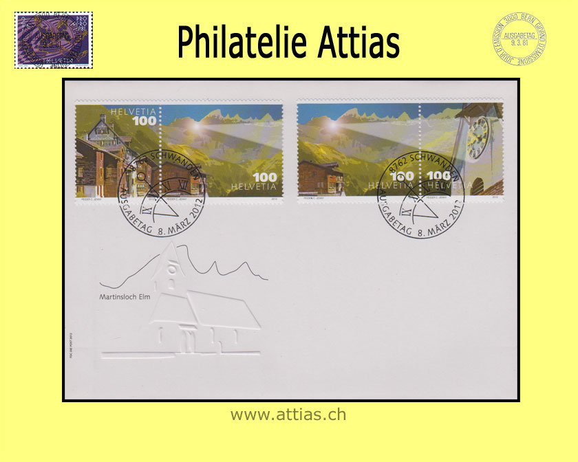 CH 2012 FDC Martinsloch Elm - Kombinationen 2 Paare