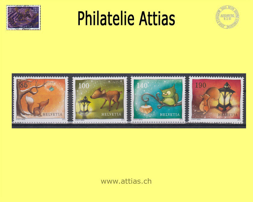 CH 2013 1484B-1487B Weihnachten, Papieränderung, Postfrisch