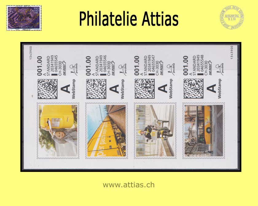 CH 2014 PC 5.1-5.4 free - WEBSTAMP of Post CH AG, with sequential numbering, MNH
