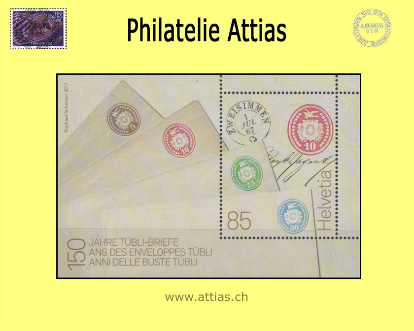 CH 2017 1648 (Bl.66) Bloc 150 Years Tübli letters  MNH