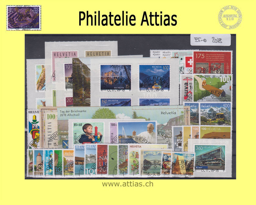 CH 2018 Jahresserie der Post mit Ersttags-Stempel