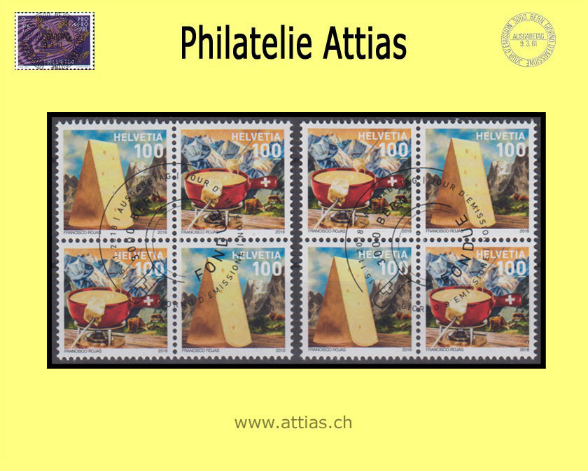 CH 2018 Z279-Z282 Fondue Zusammenhängende Werte VB-ET-Stempel