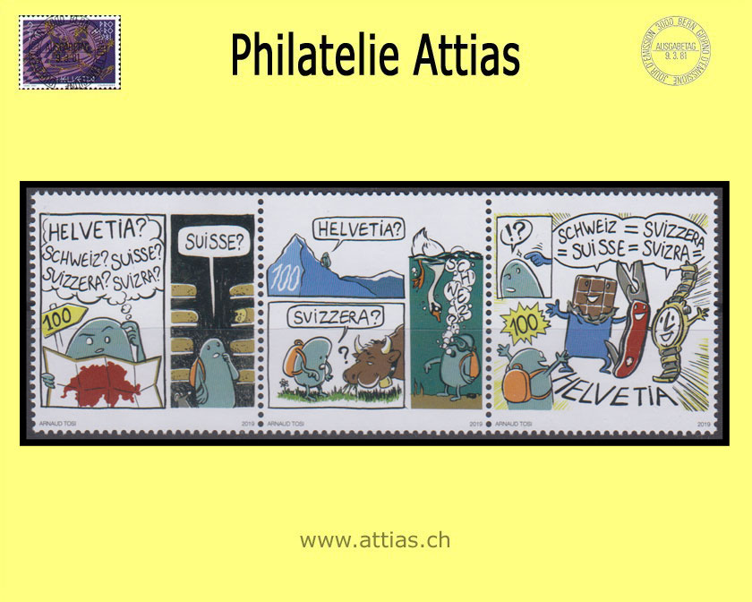 CH 2019 Z286 Fumetto Comic Festival Zusammenhängende Werte Postfrisch