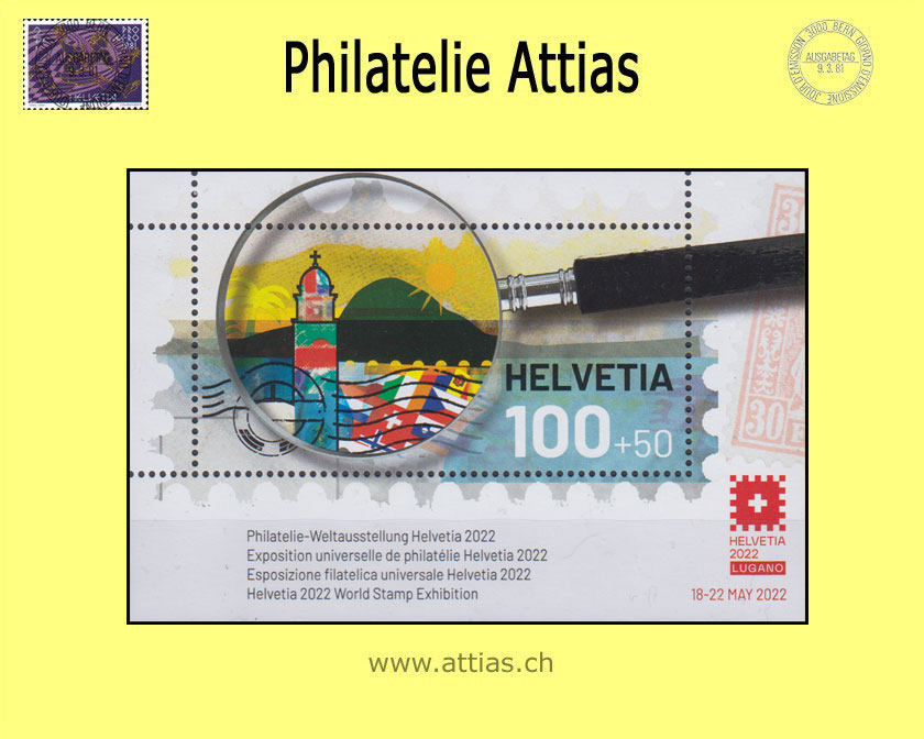 CH 2021 W125 (Bl.77) Block I Weltausstellung HELVETIA 2022 Lugano TI  Postfrisch
