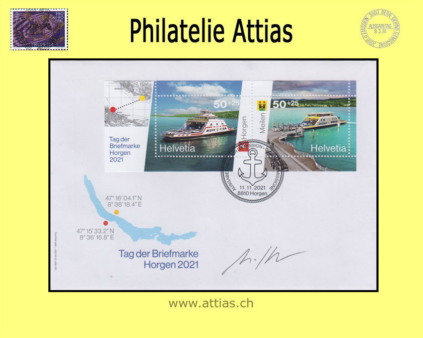 CH 2021 W128 Tag der Briefmarke Horgen FDC ill.o.Adr. mit Unterschrift