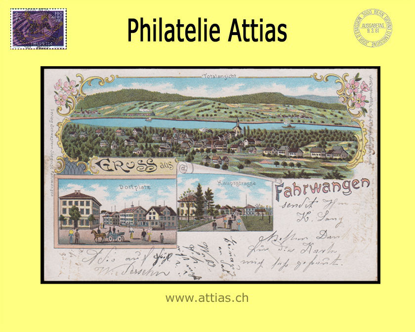 PC Fahrwangen AG color-litho with 3 pictures (1900)