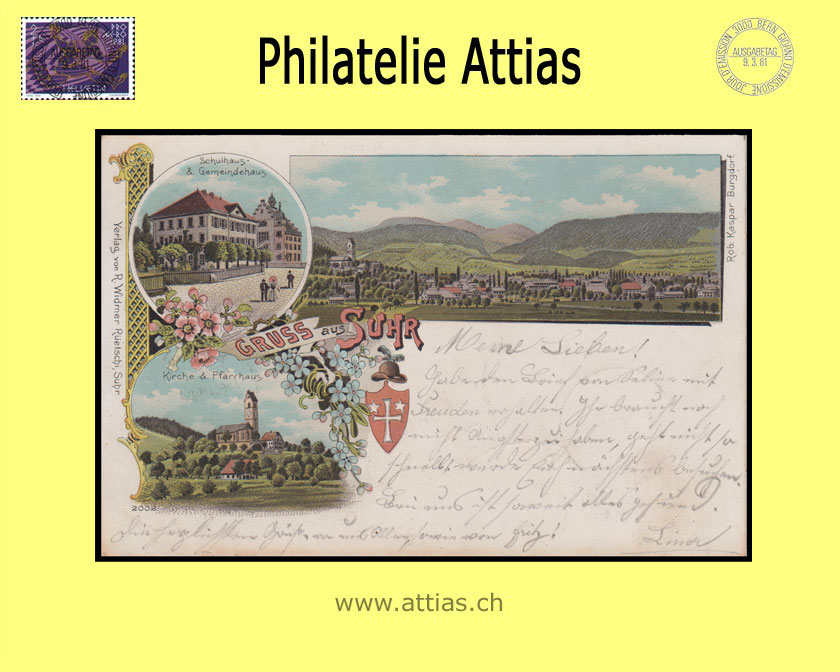 AK Suhr AG Farb-Litho Gruss aus mit 3 Bildern
