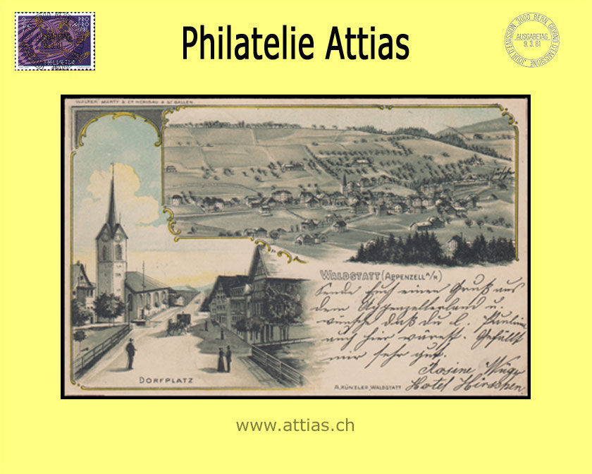 PC Waldstatt AR colored litho Gruss aus (2 pictures)