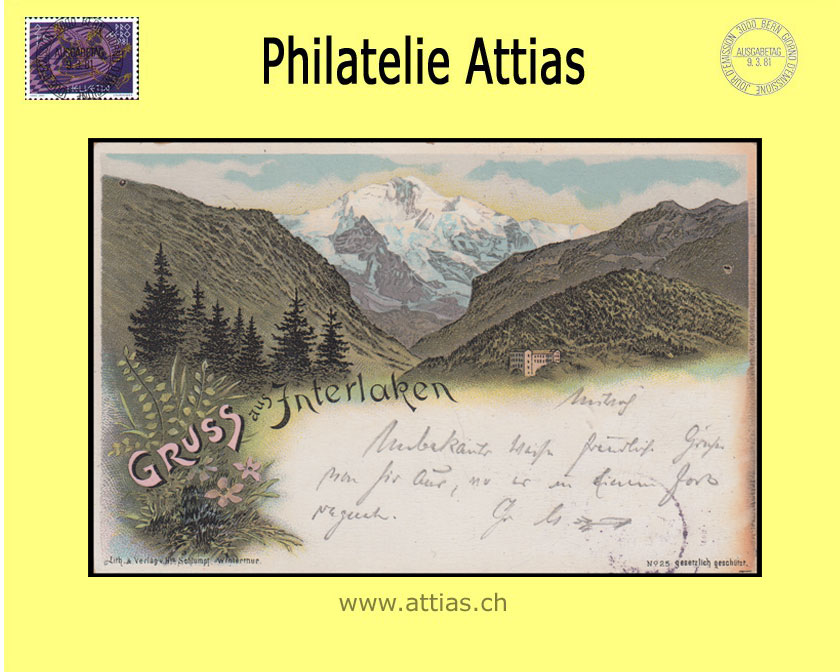 AK Interlaken BE Farb-Litho Gruss aus (1897)