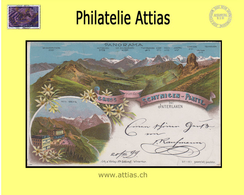 AK Schynigen-Platte BE Farb-Litho Gruss von (1899)