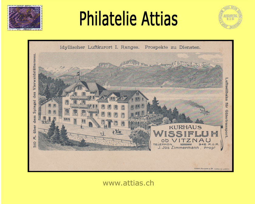 AK Vitznau LU Strich-Litho Kurhaus Wissifluh (*)